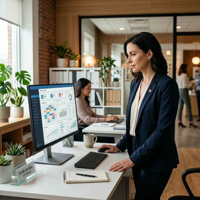 Clinic manager reviewing automated patient communications